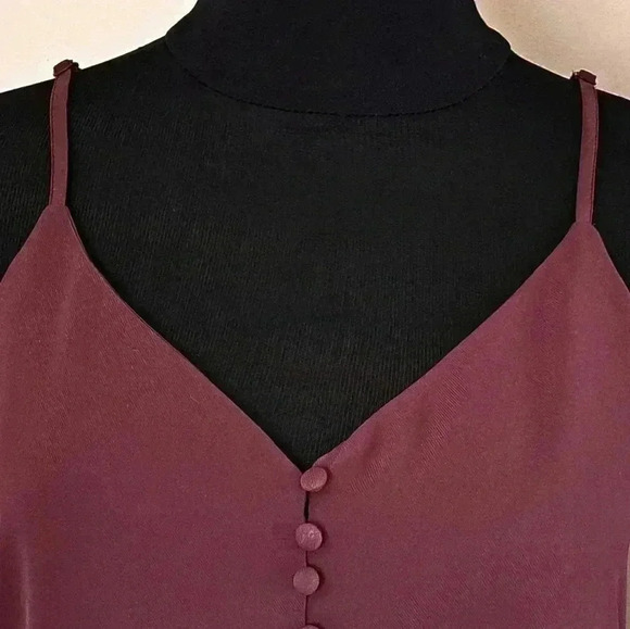 ❤️ Women's Cami Tank Top Size XS  Burgandy Spaghetti Strap Adjustable - Picture 7 of 8